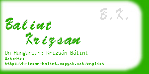 balint krizsan business card