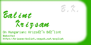 balint krizsan business card